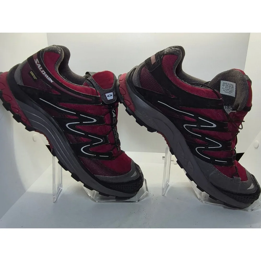 Salomon XA Comp 5 Trail Running Shoes 8.5 Burgundy Grey Gore-Tex Hiking Sneakers